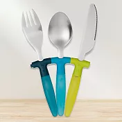 《Premier》兒童餐具3件(藍綠) | 湯匙 叉子 餐刀