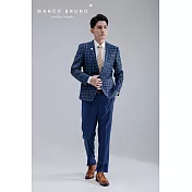 【Marco Bruno】優雅時尚藍色格紋西裝