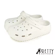 【Pretty】女 洞洞鞋 雨鞋 拖鞋 涼鞋 兩穿式 防水 透氣 孔洞 輕量 EU36 白色