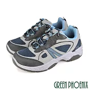 【GREEN PHOENIX】男 休閒鞋 運動鞋 雙色 拼接 綁帶 台灣製 JP26.5 藍色