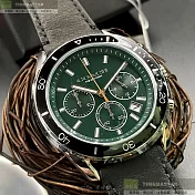 COACH蔻馳精品錶,編號：CH00123,42mm圓形銀黑精鋼錶殼墨綠色錶盤真皮皮革深黑色錶帶
