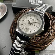 VERSUS VERSACE凡賽斯精品錶,編號：VV00284,34mm圓形銀精鋼錶殼銀白色錶盤精鋼銀色錶帶