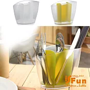 【iSFun】流線瀝水*透視桌上餐具收納筒架 白