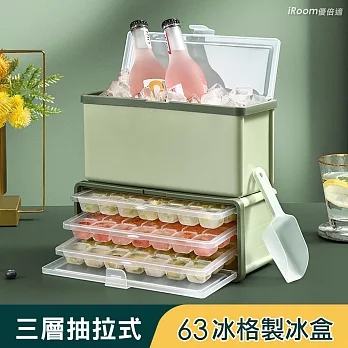 【iRoom優倍適】三層超大容量抽拉式63冰格製冰盒