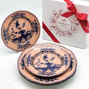 《義大利第一名瓷 Ginori 1735 -Oriente Italiano》 26.5cm主餐盤和21cm點心盤四件禮盒組 裸粉色