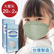 韓版 KF94兒童立體醫療口罩 小臉4D口罩 魚型口罩-(共20片/2盒) - 大象灰