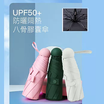 【FUGU】馬卡龍膠曩MINI 8骨晴雨傘-黑色(黑膠雨傘/抗紫外線雨傘/防曬雨傘) 黑色