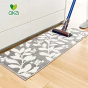 【日本OKA】PLYS base綠植印花毛絨止滑廚房地墊-45x120cm-2色可選- 灰白
