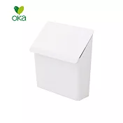 【日本OKA】PLYS base無痕貼壁掛式掀蓋塑膠袋收納盒-2色可選- 潔白