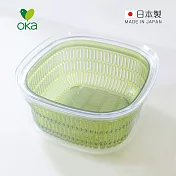 【日本OKA】Vegi mage日製透明雙層瀝水保鮮盒-大-2色可選- 透綠