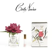 【法國 Cote Noire 寇特蘭】大朵玫瑰香氛花透明瓶(附贈10ml精油x1) 紅玫瑰香芬花透明瓶