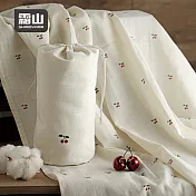 【日本霜山】樱桃印花嬰幼兒棉紗蓋毯(附收納袋)-112x112cm