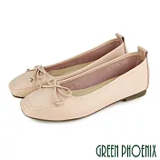 【GREEN PHOENIX】女 娃娃鞋 便鞋 蝴蝶結 方頭 平底 通勤 上班 台灣製 US6 粉紅色
