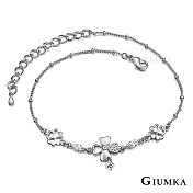 GIUMKA腳鍊幸運草愛語腳鏈精鍍正白K 氣質甜美淑女款 銀色款 ML04013 無 銀色