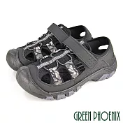 【GREEN PHOENIX】男 涼鞋 運動涼鞋 溯溪鞋 迷彩 沾黏 休閒 護趾 水陸兩棲 台灣製 JP25.5 黑色