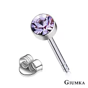 GIUMKA簡約耳釘白鋼耳環單鑽造型男女中性款 4MM 多色任選 MF00480 無 淺紫鋯4MM一對價格