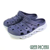 【GREEN PHOENIX】男 洞洞鞋 雨鞋 布希鞋 涼鞋 拖鞋 兩穿式 防水 EU41 深藍色