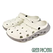 【GREEN PHOENIX】男 洞洞鞋 雨鞋 布希鞋 涼鞋 拖鞋 兩穿式 防水 EU41 淺灰色
