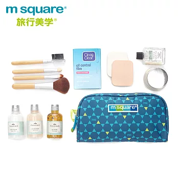 m square商旅系列Ⅱ化妝包S 六角紋藍