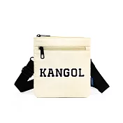 KANGOL - 英國袋鼠LOGO大字正方形側背扁包 白色