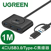 綠聯 4 Port USB3.0/Type-C兩用OTG集線器 (1M 黑色 掛勾包裝)
