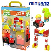 【西班牙Miniland】模擬城市積木組22入(含貼紙)-消防隊
