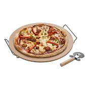 《Premier》披薩刀+石陶披薩烤盤(38cm) | Pizza 比薩 圓形烤盤