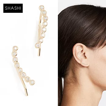 SHASHI 紐約品牌 圓形白鑽貼合耳廓耳環 925純銀鑲18K金 Noa Climber