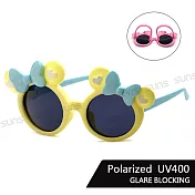 兒童彈力太陽眼鏡 可愛米奇造型 寶麗來鏡片 抗UV400 黃框藍腳