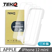 【TEKQ】iPhone 12 mini 9H鋼化玻璃 螢幕保護貼 3入 (附貼膜神器) 無 透明
