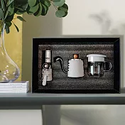 【PO:Selected】丹麥手沖咖啡三件禮盒組2.0(咖啡壺 灰+玻璃杯黑灰+咖啡磨2.0)