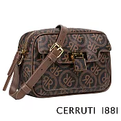 【Cerruti 1881】義大利頂級皮革肩背包 MICHELLE系列(咖啡色 CEBA04669T)