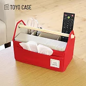 【日本TOYO CASE】木質提把多功能小物分類收納籃- 熱情紅