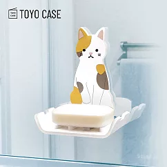 【日本TOYO CASE】動物造型無痕壁掛式小物/肥皂收納架─ 貓