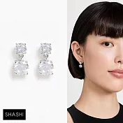 SHASHI 紐約品牌 Cz Drop 圓形白鑽垂墜式耳環 經典雙鑽耳環