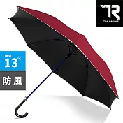 【TDN】超大傘面黑膠公爵冷酷傘 防雷自動直立傘晴雨傘(防風抗UV自動直傘A7594) 良品紅