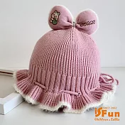 【iSFun】公主蝴蝶結＊荷葉邊針織嬰兒童保暖毛帽  粉紫