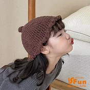 【iSFun】俏皮街頭*荷葉邊純色兒童保暖毛帽 咖啡