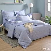 義大利La Belle《雅仕珍藏-煙青藍》雙人長絨細棉刺繡四件式被套床包組