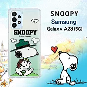 史努比/SNOOPY 正版授權 三星 Samsung Galaxy A23 5G 漸層彩繪空壓手機殼 (郊遊)