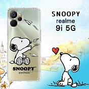 史努比/SNOOPY 正版授權 realme 10T 5G/realme 9i 5G 漸層彩繪空壓手機殼 (紙飛機)
