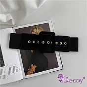 【Decoy】麂皮寬扣＊彈性寬版皮革腰封 黑