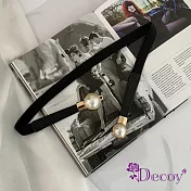 【Decoy】不對襯珍珠＊彈性鬆緊伸縮細腰封  黑