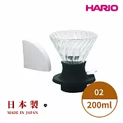 【HARIO】日本製V60 SWITCH浸漬式耐熱玻璃濾杯02-200ml SSD-200B(送40入濾紙)