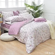 義大利La Belle《紫戀伊香》雙人純棉四件式防蹣抗菌吸濕排汗兩用被床包組