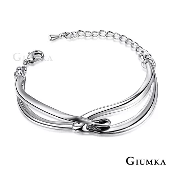 GIUMKA女手鍊空相扣造型手鏈 精鍍正白K 銀色 MB00642 L 銀色手鍊