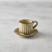 有種創意 - 日本美濃燒 - 釉彩直紋咖啡杯碟組(2件式) - 兩款任選 - 150 ml - 米白