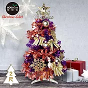 摩達客耶誕-2尺/2呎(60cm)特仕幸福型裝飾亮紫箔聖誕樹 (香檳雙金系全套飾品)超值組不含燈/本島免運費