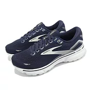 Brooks 慢跑鞋 Ghost 15 D 女鞋 寬楦 深藍 白 路跑 魔鬼系列15代 運動鞋 1203801D450