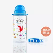 英國【Hugger】兒童水壺 550ml 搭配替換吸管2組 (吸管水壺 附可拆式背帶) 酷比龍